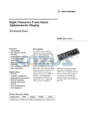 HDSP-2534 datasheet - Eight Character 5 mm Smart Alphanumeric Display