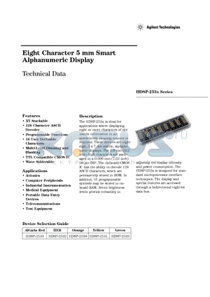 HDSP-2534 datasheet - Eight Character 5 mm Smart Alphanumeric Display