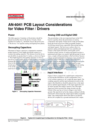FMS6400-1 datasheet - PCB Layout Considerations for Video Filter / Drivers