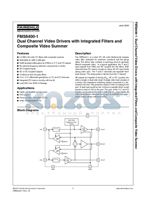 FMS6400CS1 datasheet - Dual Channel Video Drivers with Integrated Filters and Composite Video Summer