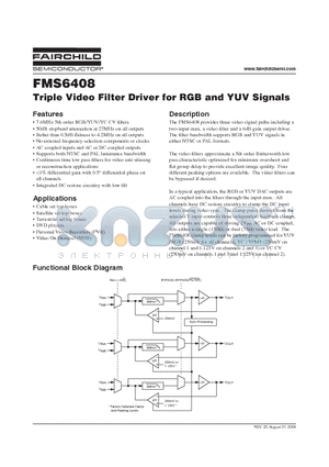 FMS6408MTC141X datasheet - Triple Video Filter Driver for RGB and YUV Signals