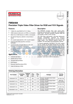 FMS6408MTC141X datasheet - Precision Triple Video Filter Driver for RGB and YUV Signals