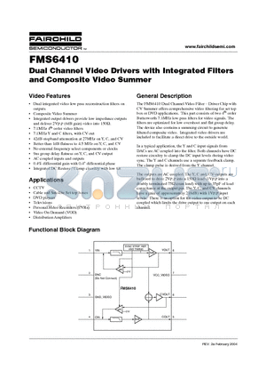 FMS6410 datasheet - Dual Channel Video Drivers with Integrated Filters