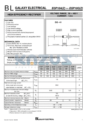 EGP10B datasheet - HIGH EFFICIENCY RECTIFIER