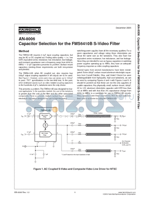 FMS6410B datasheet - Capacitor Selection for the FMS6410B S-Video Filter