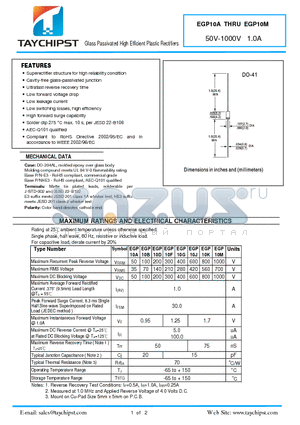 EGP10A datasheet - Glass Passivated High Efficient Plastic Rectifiers