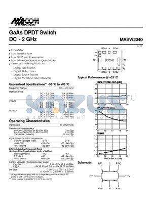 MASW2040 datasheet - GaAs DPDT Switch DC - 2 GHz