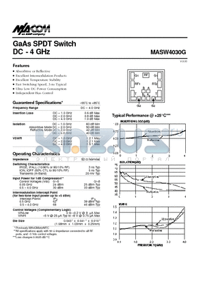 MASW4030G datasheet - GaAs SPDT Switch DC - 4 GHz