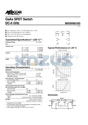 MASW6010G datasheet - GaAs SPDT Switch DC-6 GHz