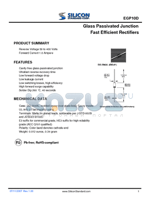 EGP10F datasheet - Glass Passivated Junction Fast Efficient Rectifiers