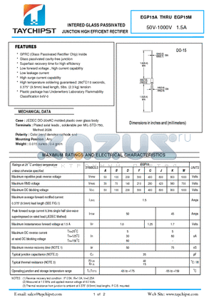 EGP15D datasheet - INTERED GLASS PASSIVATED INTERED GLASS PASSIVATED