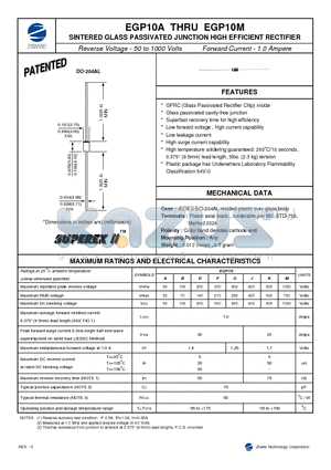 EGP10K datasheet - SINTERED GLASS PASSIVATED JUNCTION HIGH EFFICIENT RECTIFIER