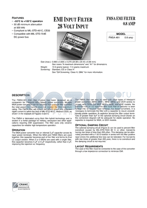 FMSA-461 datasheet - EMI INPUT FILTER 28 VOLT INPUT