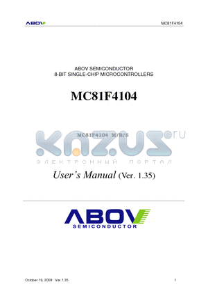 MC81F4104M datasheet - ABOV SEMICONDUCTOR