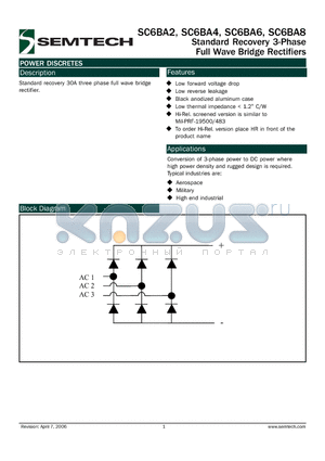 HRSC6BA6 datasheet - Standard Recovery 3-Phase Full Wave Bridge Rectifiers