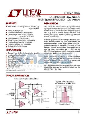 LT1125AC datasheet - Dual/Quad Low Noise, High Speed Precision Op Amps