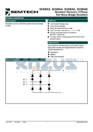 HRSC6BA8 datasheet - Standard Recovery 3-Phase Full Wave Bridge Rectifiers