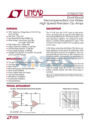 LT1126ACN8 datasheet - Dual/Quad Decompensated Low Noise, High Speed Precision Op Amps