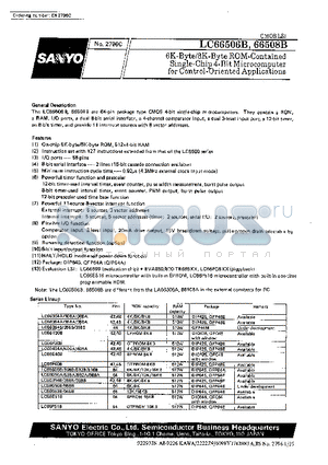 LC66556A datasheet - 6K-Byte/8K-Byte ROM-Contained Single-Chip 4-bit Microcomputer for Control-Oriented Applications