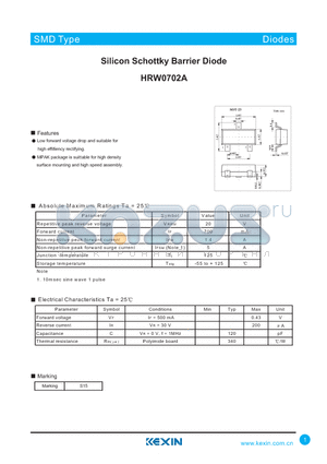 HRW0702A datasheet - Silicon Schottky Barrier Diode