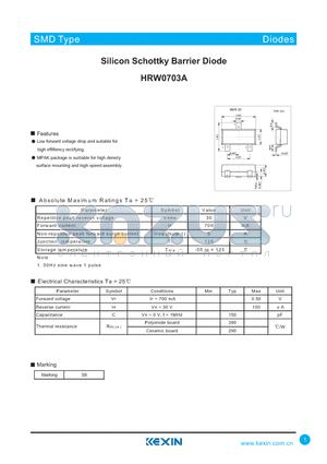 HRW0703A datasheet - Silicon Schottky Barrier Diode