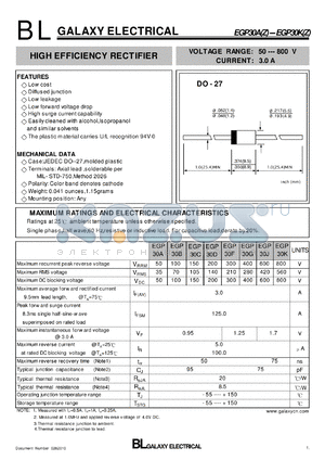 EGP30AZ datasheet - HIGH EFFICIENCY RECTIFIER