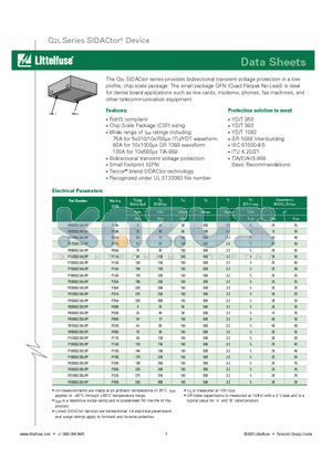 P3100Q12BLRP datasheet - Q2L Series SIDACtor Device