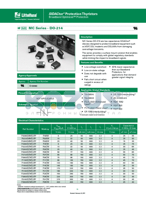 P3100SCMCLRP datasheet - MC Series DO-214 are low capacitance SIDACtor^ devices designed to protect