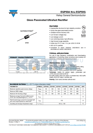 EGP50A datasheet - Glass Passivated Ultrafast Rectifier