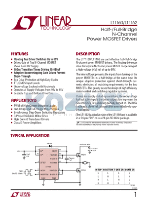 LT1160CN datasheet - Half-/Full-Bridge N-Channel Power MOSFET Drivers