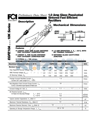 EGPZ10D datasheet - 1.0 Amp Glass Passivated Sintered Fast Efficient Rectifiers Mechanical Dimensions