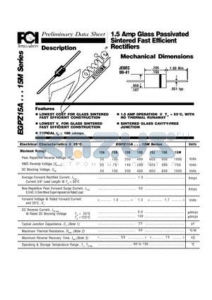 EGPZ15A datasheet - 1.5 Amp Glass Passivated Sintered Fast Efficient Rectifiers Mechanical Dimensions