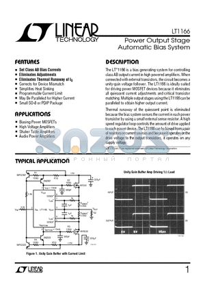 LT1166CN8 datasheet - Power Output Stage Automatic Bias System