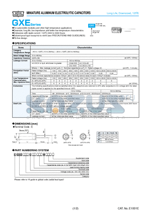 EGXE160E datasheet - MINIATURE ALUMINUM ELECTROLYTIC CAPACITORS