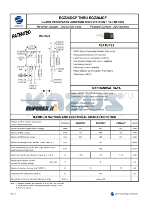 EGZ20DCF datasheet - GLASS PASSIVATED JUNCTION HIGH EFFICIENT RECTIFIERS