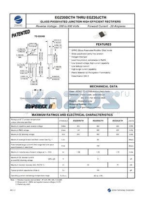 EGZ20DCTH datasheet - GLASS PASSIVATED JUNCTION HIGH EFFICIENT RECTIFIERS