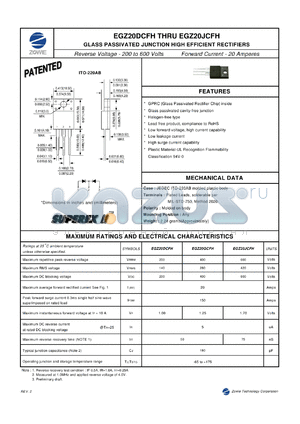 EGZ20GCFH datasheet - GLASS PASSIVATED JUNCTION HIGH EFFICIENT RECTIFIERS