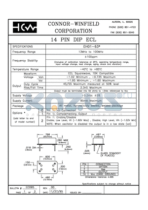 EH01-630 datasheet - 14 PIN DIP ECL