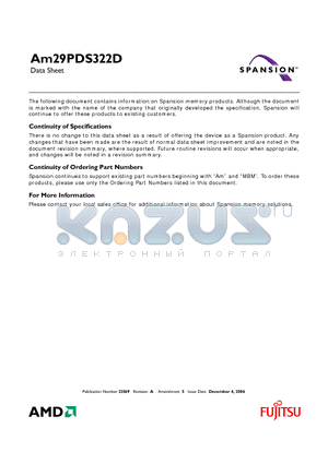 P322DT10UI datasheet - 32 Megabit (2 M x 16-Bit) CMOS 1.8 Volt-only (1.8 V to 2.2 V) Simultaneous Read/Write Page-Mode Boot Sector Flash Memory