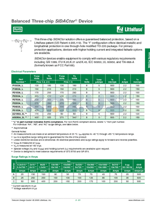 P3403A_L datasheet - Balanced Three-chip SIDACtor