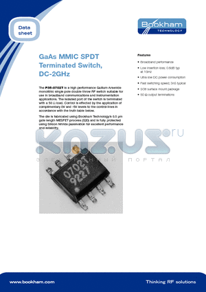 P35-0702T datasheet - GaAs MMIC SPDT Terminated Switch, DC-2GHz
