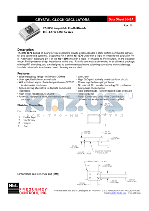 HS-1370 datasheet - CMOS Compatible Enable/Disable