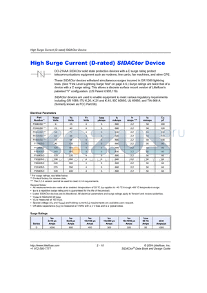 P3500SD datasheet - High Surge Current (D-rated) SIDACtor Device