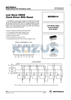 MC88914 datasheet - LOW SKEW CMOS CLOCK DRIVER WITH RESET