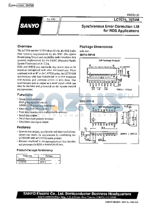 LC7070N datasheet - Synchronous Error Correction LSI for RDS Applications