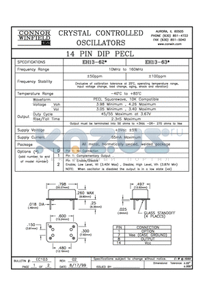 EH13-621 datasheet - 14 PIN DIP PECL