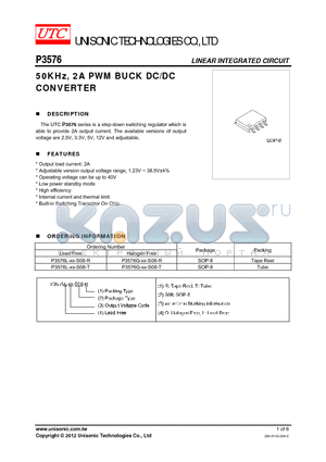 P3576G-XX-S08-T datasheet - 50KHz, 2A PWM BUCK DC/DC CONVERTER