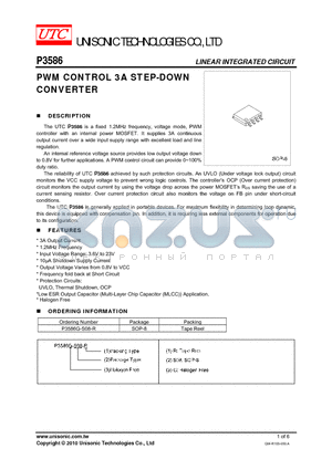 P3586G-S08-R datasheet - PWM CONTROL 3A STEP-DOWN CONVERTER