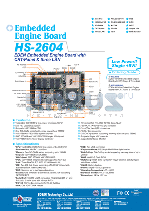 HS-2604 datasheet - EMBEDDED ENGINE BOARD