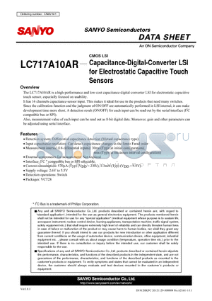 LC717A10AR datasheet - Capacitance-Digital-Converter LSI for Electrostatic Capacitive Touch Sensors